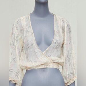NWT Chanel Sheer Tie-Front Top - Yellow